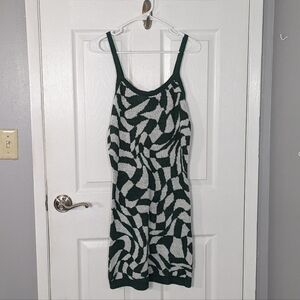 Stitch & Pine Retro Abstract Green Swirls Bodycon Tank Top Sweater Dress‎ Size L